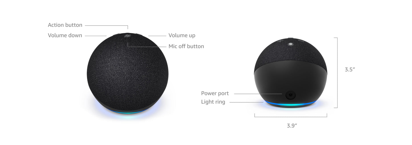 Smart speaker with voice assistant, Amazon Echo Dot (5th Gen) Charcoal