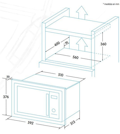 Built-in microwave oven with safety lock - Edesa EMW-2020-IX