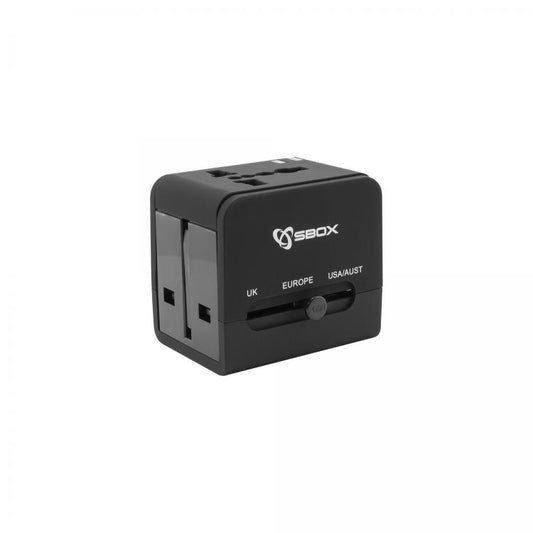 Universal travel adapter with dual USB charger, Sbox TA-23