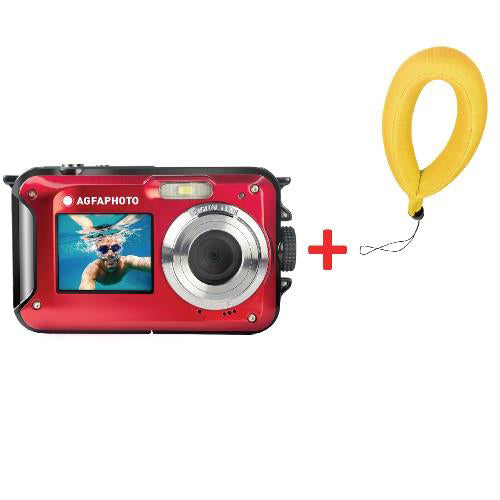 Waterproof camera with 16x zoom and extra battery - AGFA WP8000 Red