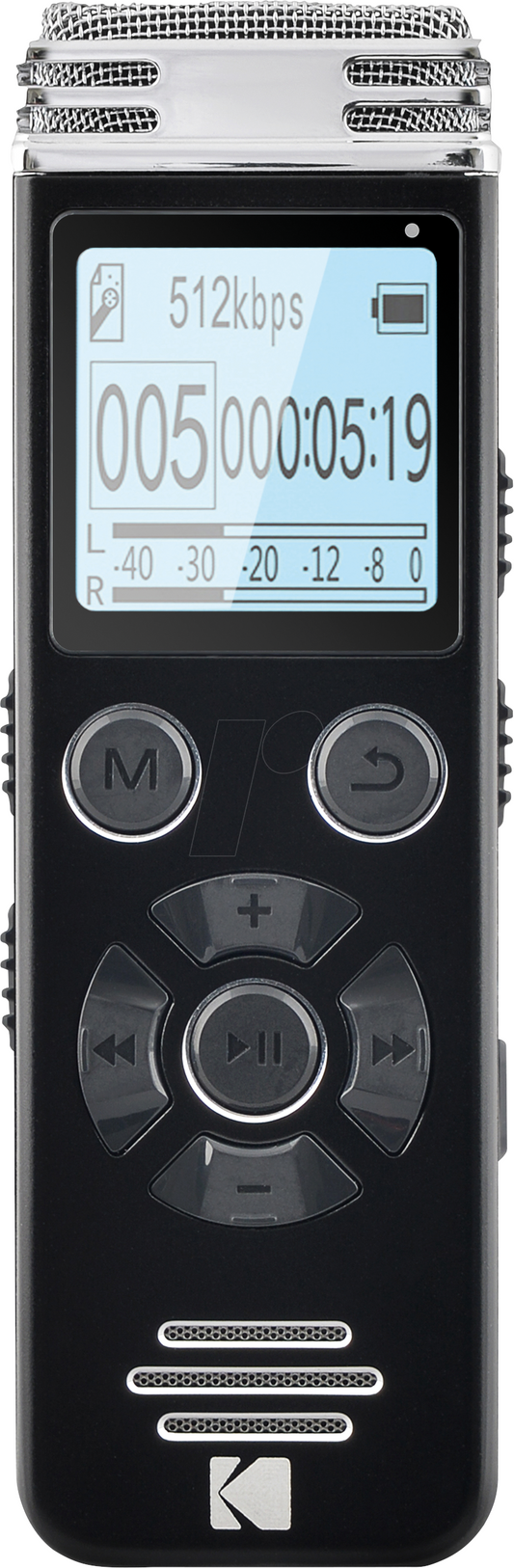 Цифровой диктофон Kodak VRC450 — стереозапись, внутренняя память 8 ГБ, поддержка карт MicroSD, MP3