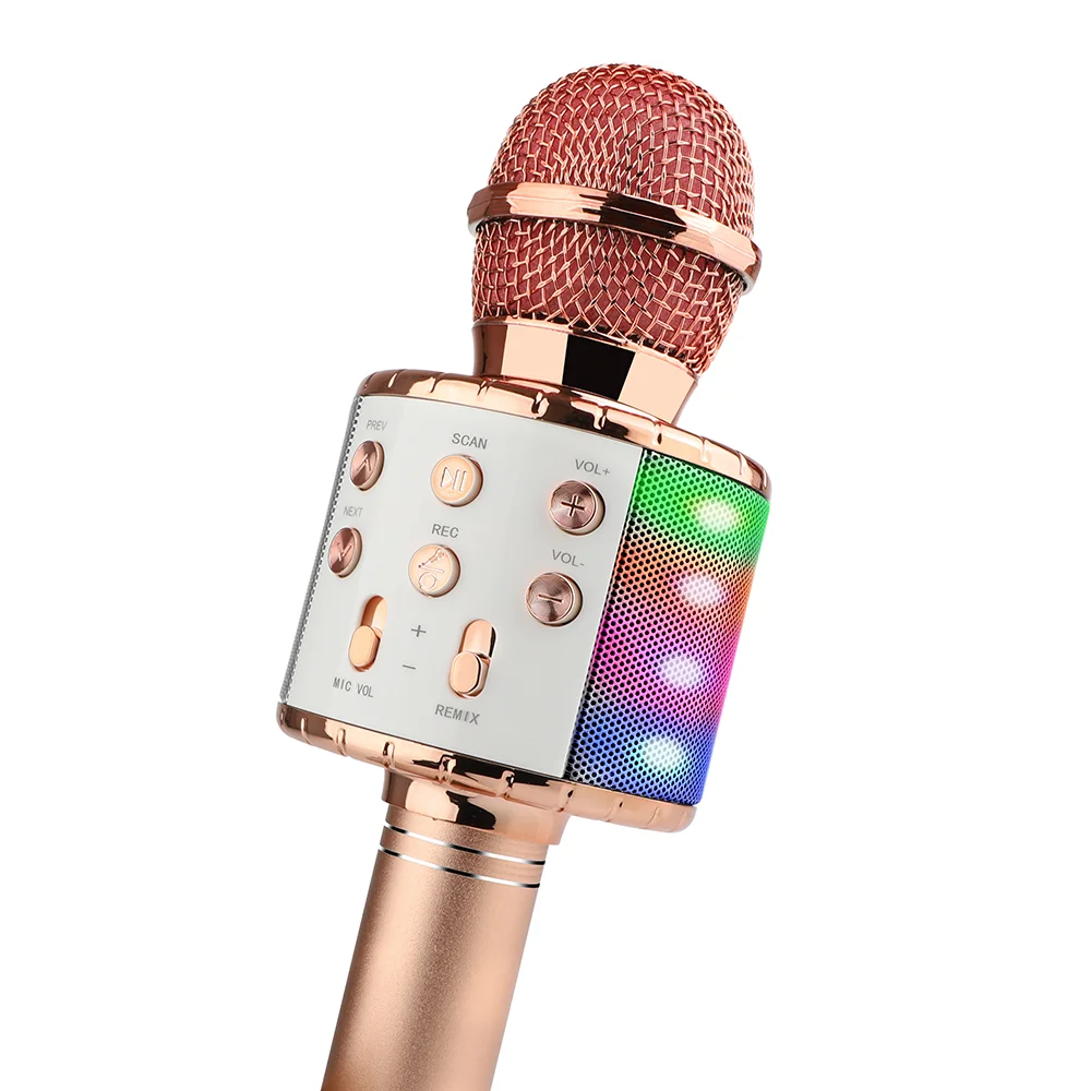 Wireless Bluetooth Karaoke Microphone with Speaker, 5W Power, Manta MIC20-GL Gold