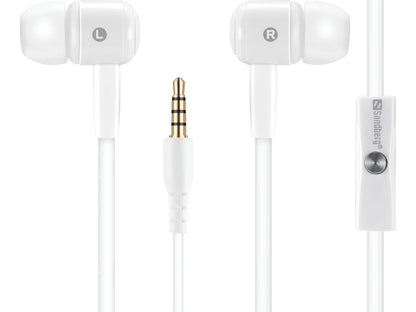 Sandberg 125-63 Speak'n Go In-Ear Headphones, White - High Quality Sound and Comfort