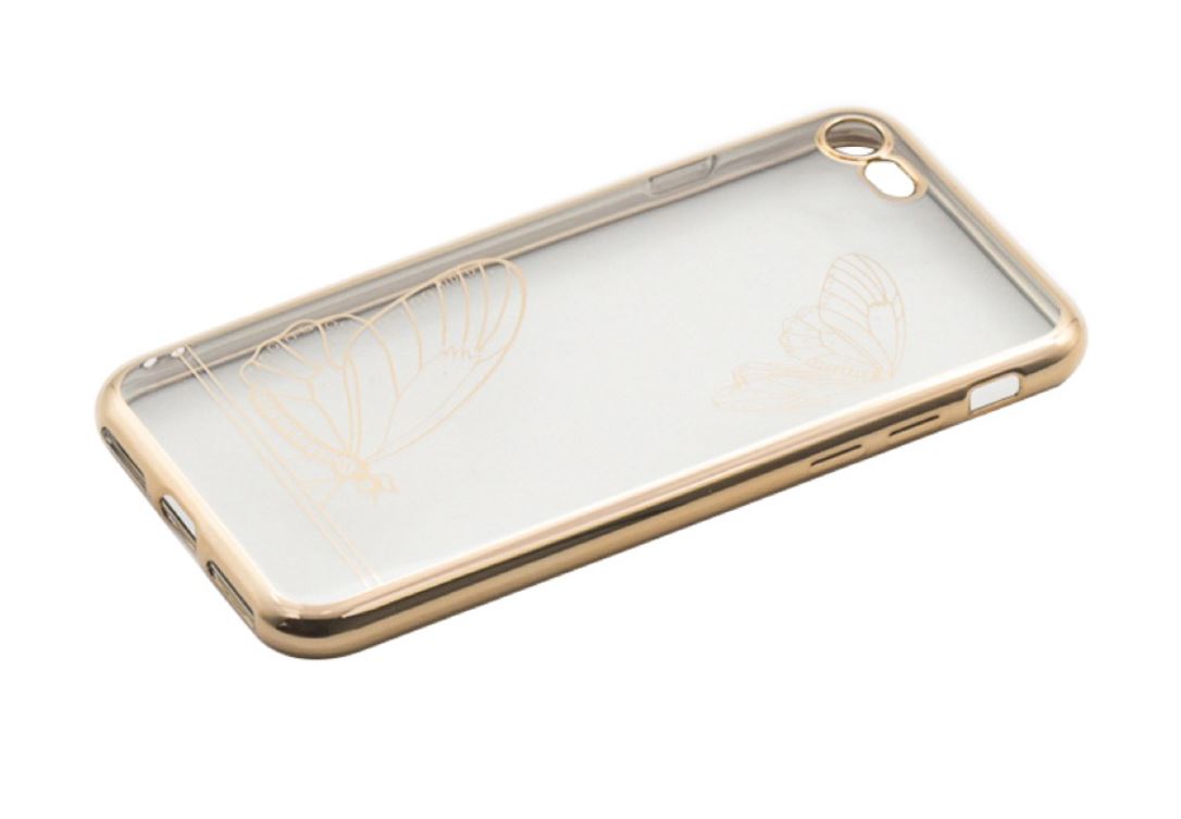 Silicone cover iPhone 7 gold with butterfly Tellur