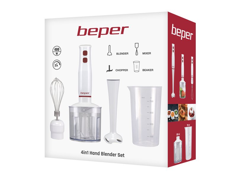 Hand blender Beper P102FRU200 400W set