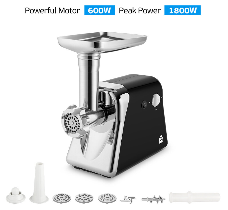 Meat Grinder Mold FMG-1863, 1800W, 3 Stainless Steel Cutting Plates, Reverse Function, Sausage Funnel