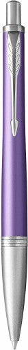 Parker Urban Premium Violet Metal, современный вид, цилиндр из анодированного алюминия матового фиолетового цвета, хромированная отделка — Parker стрелка