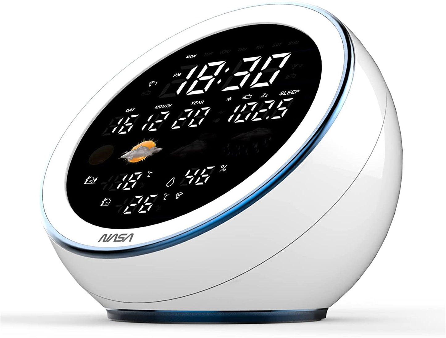 Nasa WSP1500 white Weather Station/Speaker BT Moon