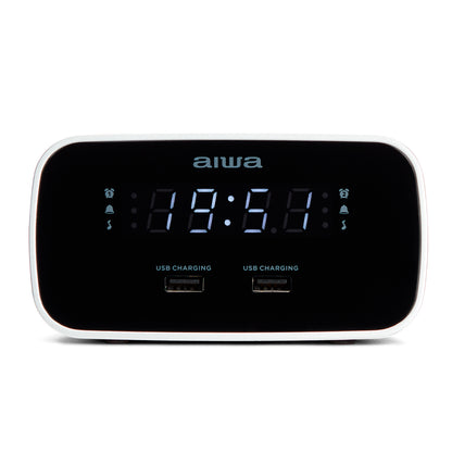 Alarm Clock Radio with USB Charging Ports - Aiwa CRU-19BK Black