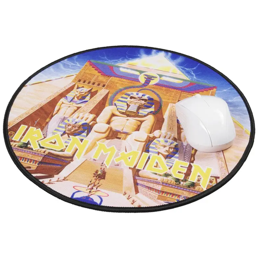 Gaming mouse pad with Iron Maiden Powerslave design, Subsonic Gaming, 30 cm diameter, non-slip rubber base