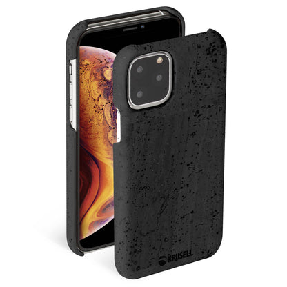 Phone cover with wood grain for iPhone 11 Pro, black, Krusell