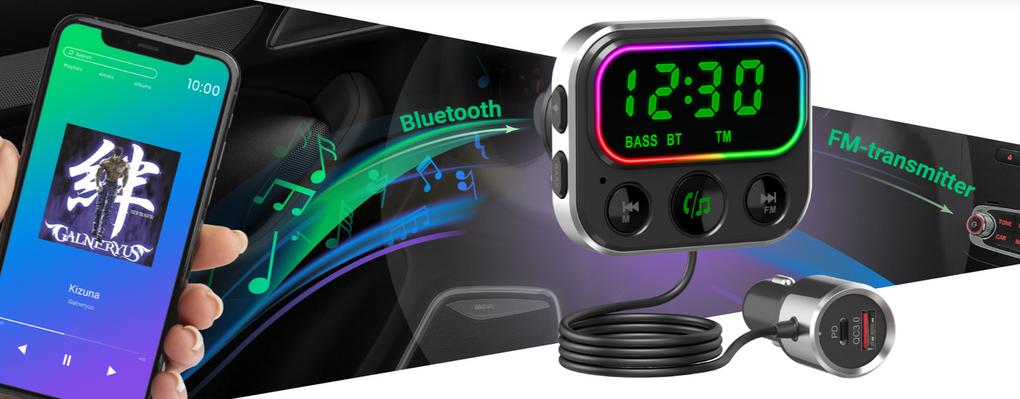 FM-модулятор Navitel BHF06 PRO с Bluetooth 5.1 и поддержкой быстрой зарядки