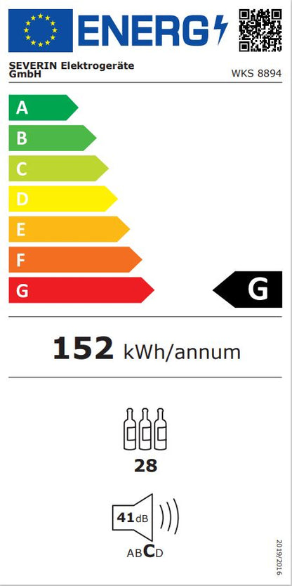 Vīna ledusskapis ar 2 temperatūras zonām, Severin WKS 8894