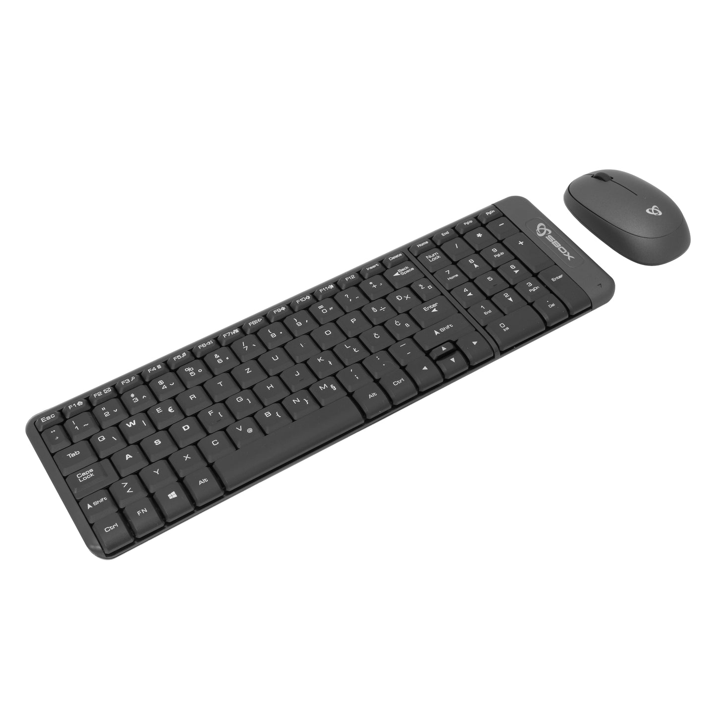 Bezvadu Tastatūras un Peles Komplekts, Melns/Pelēks - Sbox WKM-22 US