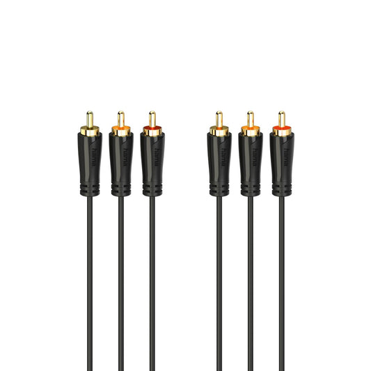 Hama 00205151 Audio/Video Cable, 3 RCA plugs - 3 RCA plugs, gold-plated 3m