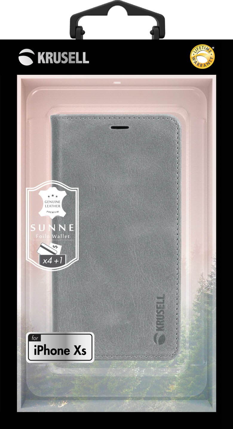 Krusell Sunne 4 Card FolioWallet Apple iPhone XS винтажный серый 