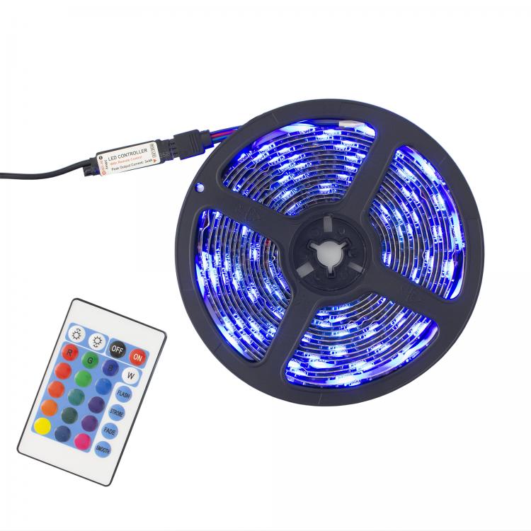 RGB LED Strip with Remote Control, IP65, 5m - White Shark Helios LED-05