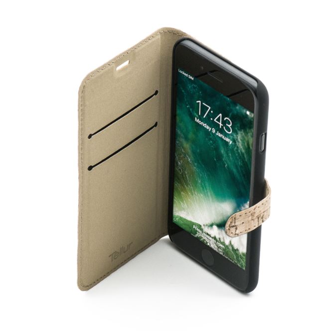 iPhone 7 cork book cover with polycarbonate from Tellur