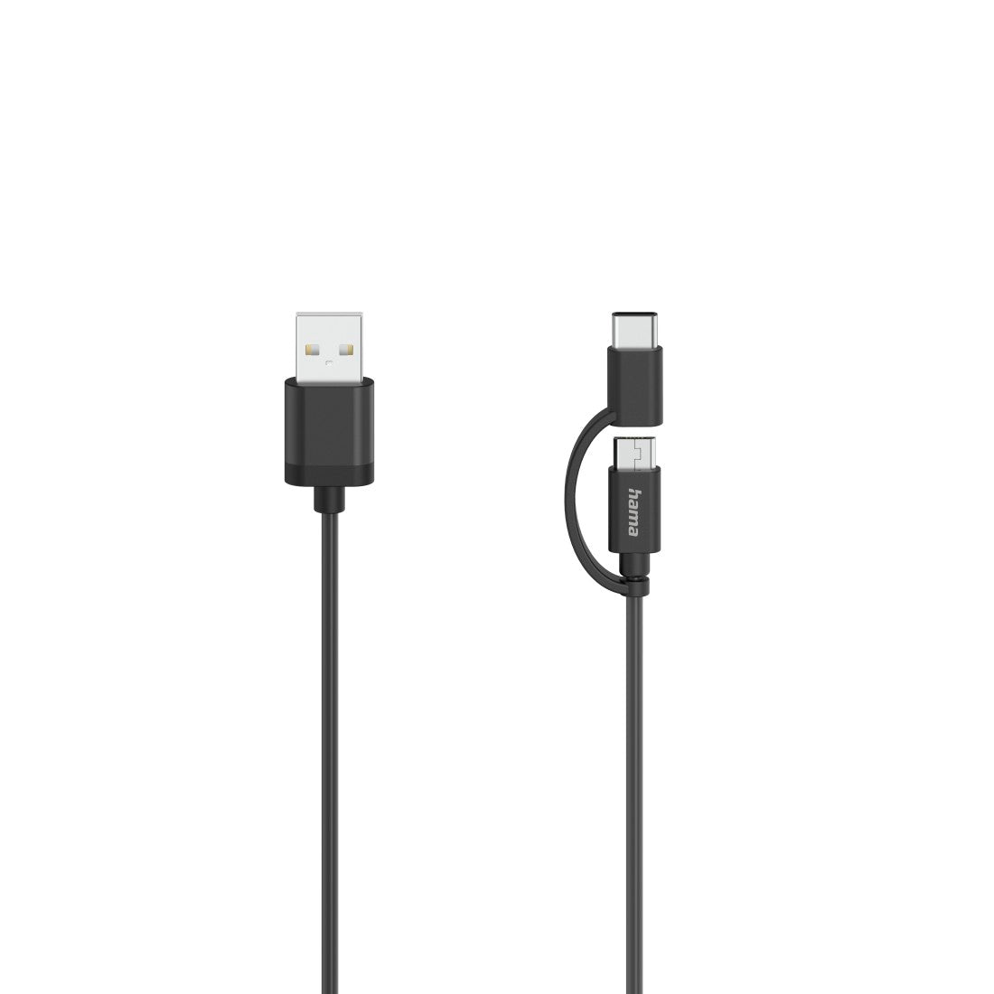 Hama 00200616 Кабель Micro-USB, 2 в 1, вкл. Переходник на USB-C, USB 2.0, 0,75 м