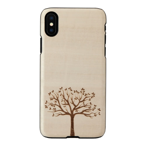 Cover for iPhone X/XS made of natural apple wood, black