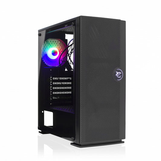 Компьютерный корпус White Shark GCC-2103 Panzer 1 Fan RGB — ATX Mid Tower, черный, акрил/металл, ATX/M-ATX/ITX, 2x3,5 дюйма, 1x2,5 дюйма