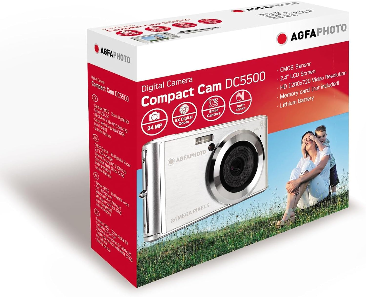 Digital Camera with 24 MP CMOS Sensor, 8x Zoom - AGFA DC5500 Silver