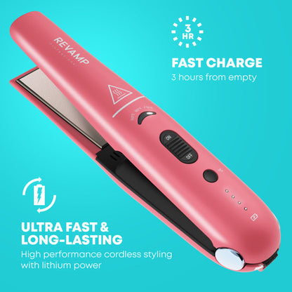 Wireless ceramic hair straightener with Progloss™ - Revamp ST-1700PK-EB