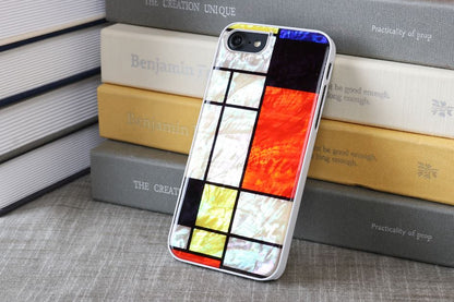 iPhone 8/7 protective cover, white Mondrian style