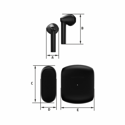 Wireless Bluetooth Headphones Black - Manta MTWS010B Rytmo X TWS