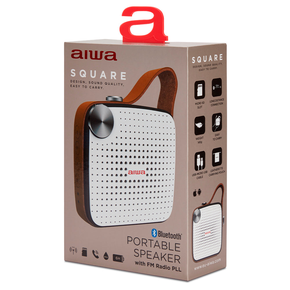 Портативная Bluetooth-колонка, водонепроницаемая, пыленепроницаемая и ударопрочная, Aiwa BS-100BK White/Black