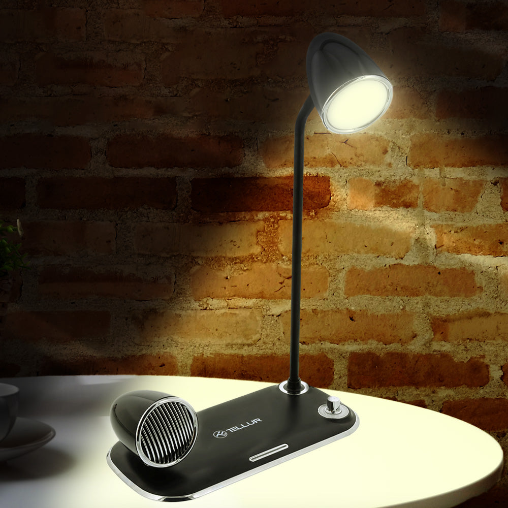 Wireless table charger with Bluetooth speaker and lamp, Tellur Nostalgia