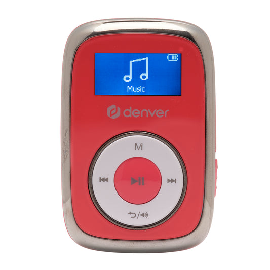 Denver MPS-316R Red MP3 Player with Clip and MicroSD Support