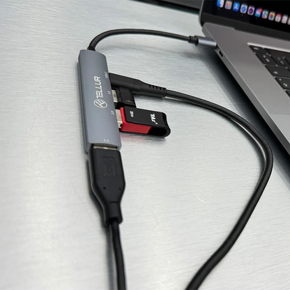 Концентратор USB-C 4в1 алюминий, серый - Tellur