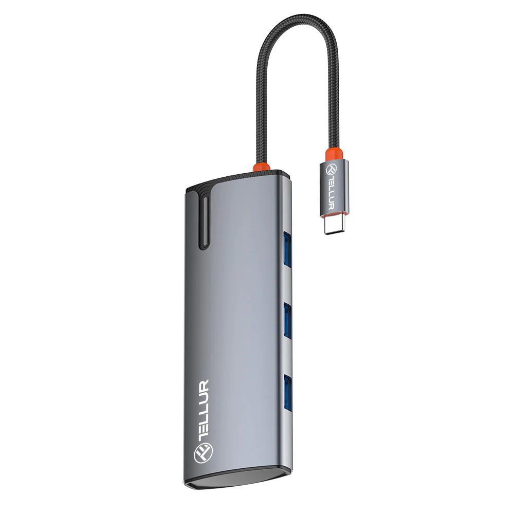 Концентратор USB-C с HDMI, 3xUSB 3.0, PD3.0 100 Вт — Tellur