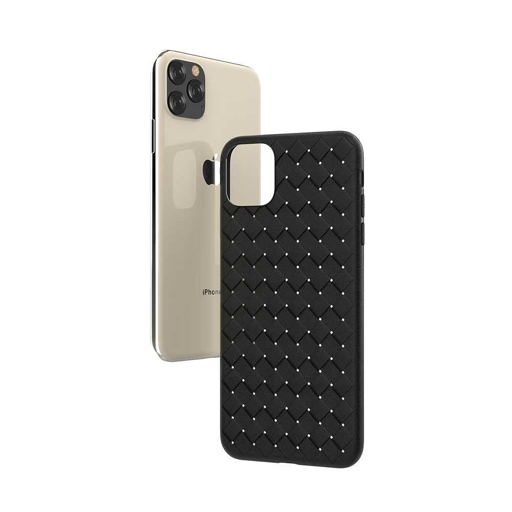 iPhone 11 Pro case with woven pattern, Devia, black