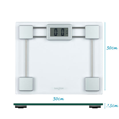 Digital bathroom scale with glass platform, silver, Salter 9081