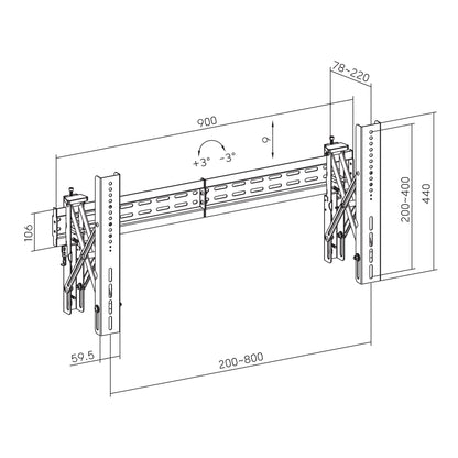 Televizora sienas stiprinājums fiksēts 37"-70", melns, Sbox LVW02-48T