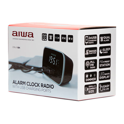 Modinātāja Radio ar USB Uzlādes Portiem - Aiwa CRU-19BK Black