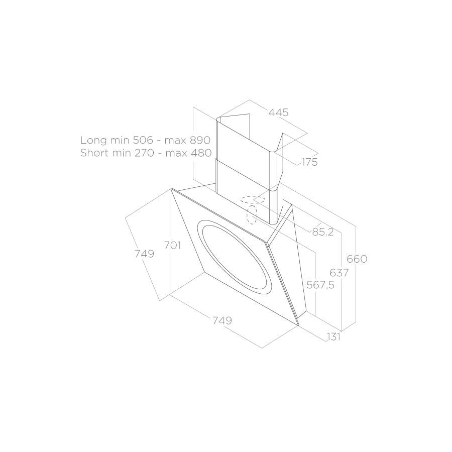 Hood with perimeter suction, Elica OM AIR WH/F/75