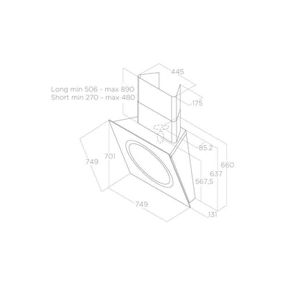 Hood with perimeter suction, Elica OM AIR WH/F/75