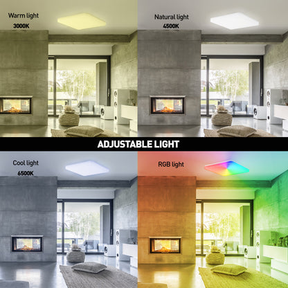 Ceiling lamp LED 24W, RGB, square, Tellur Smart