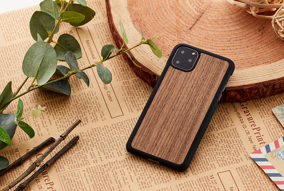 Viedtālruņa vāciņš iPhone 11 Pro melns valrieksts MAN&WOOD