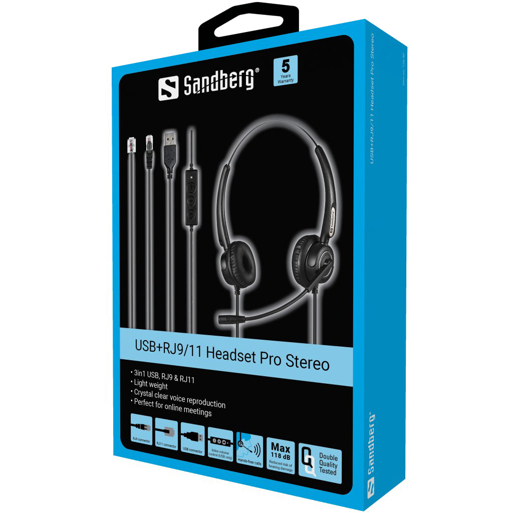 Sandberg 126-30 USB+RJ9/11 Headset Pro Stereo 