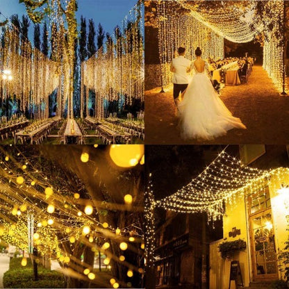 USB Curtain Lights 300 LED 3x3m with Remote Control - Warm White X0013lX27J