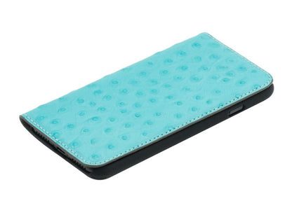 iPhone 7 cover made of ostrich skin, Tellur Book Case, turquoise