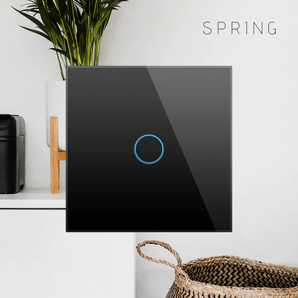 Touch switch with black glass panel, Spring triple