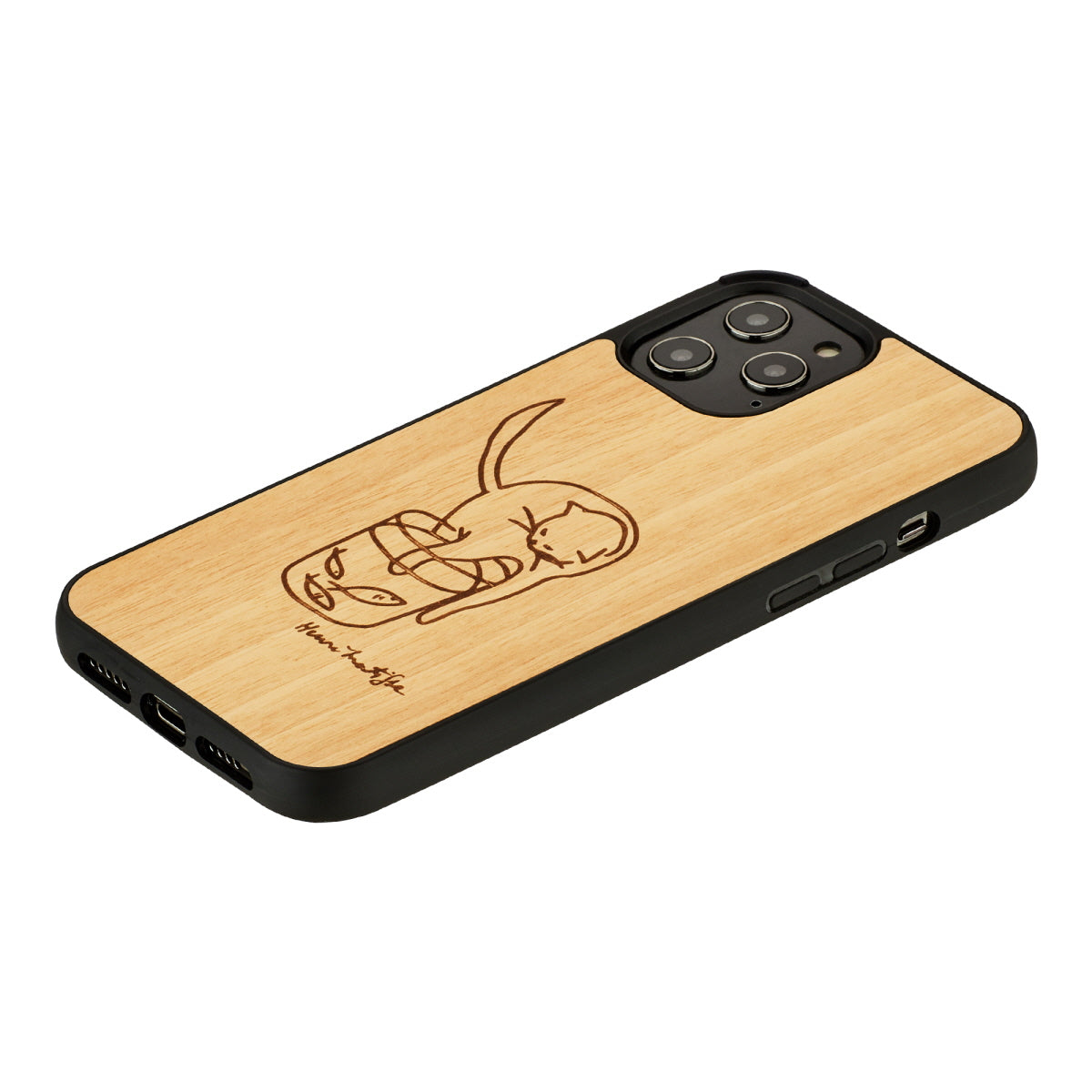 iPhone 12/12 Pro wooden cover with red fish design, MAN&amp;WOOD