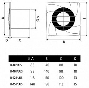 Aksiālais ventilators ar taimeri Cata B-15 Plus T