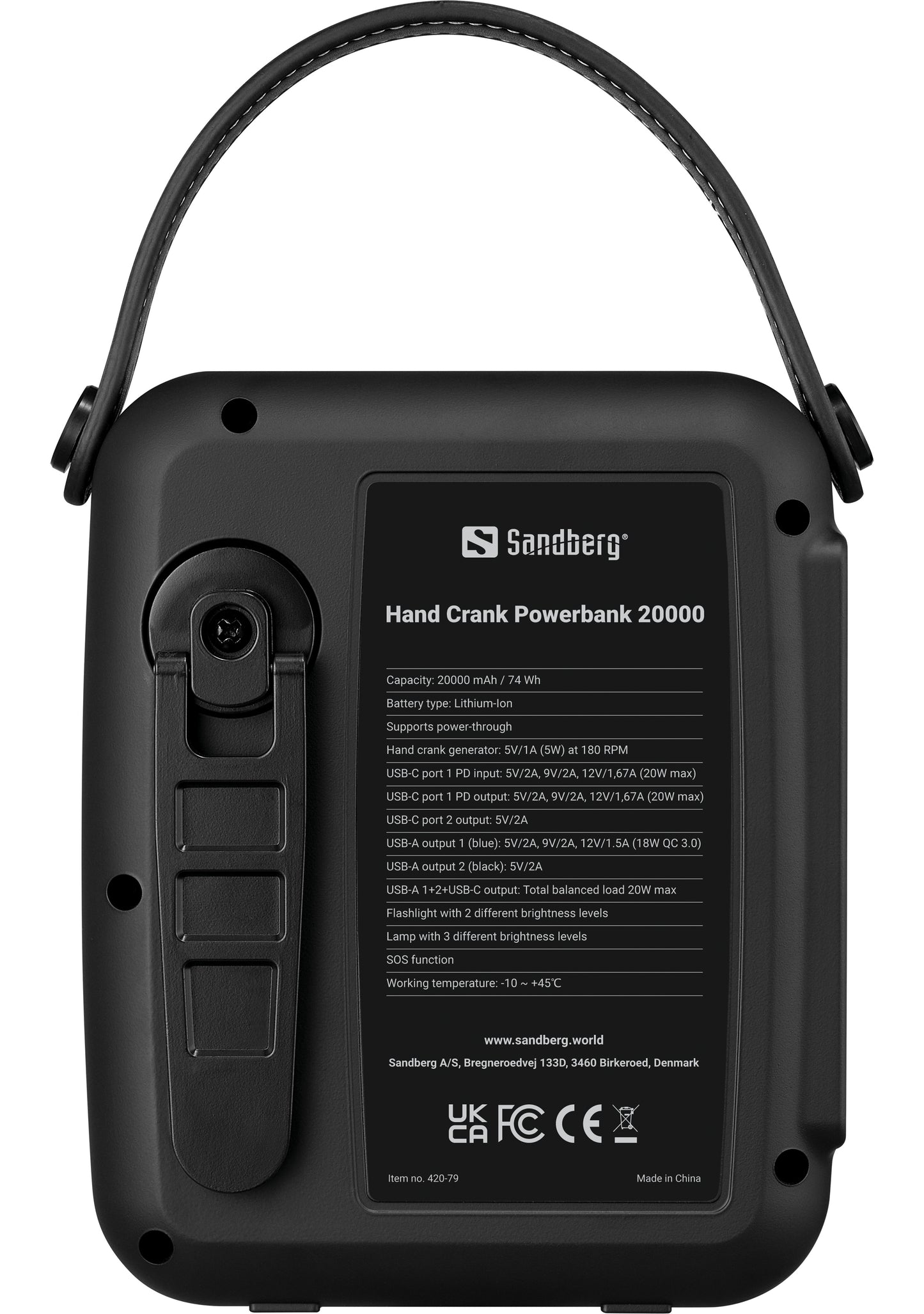 Hand crank power bank 20000 mAh Sandberg 420-79