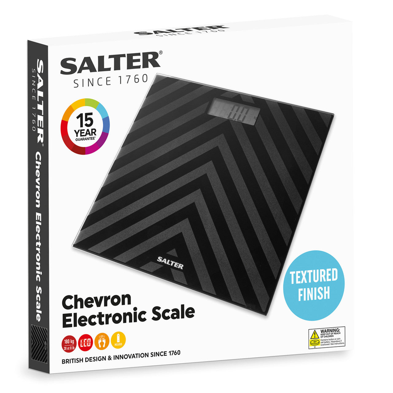 Цифровые напольные весы, стеклянная платформа, 180 кг, черные - Salter SA00287